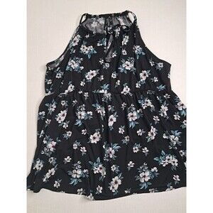 TORRID Women's Empire Waist Floral Babydoll Top Sleeveless Black Size 3